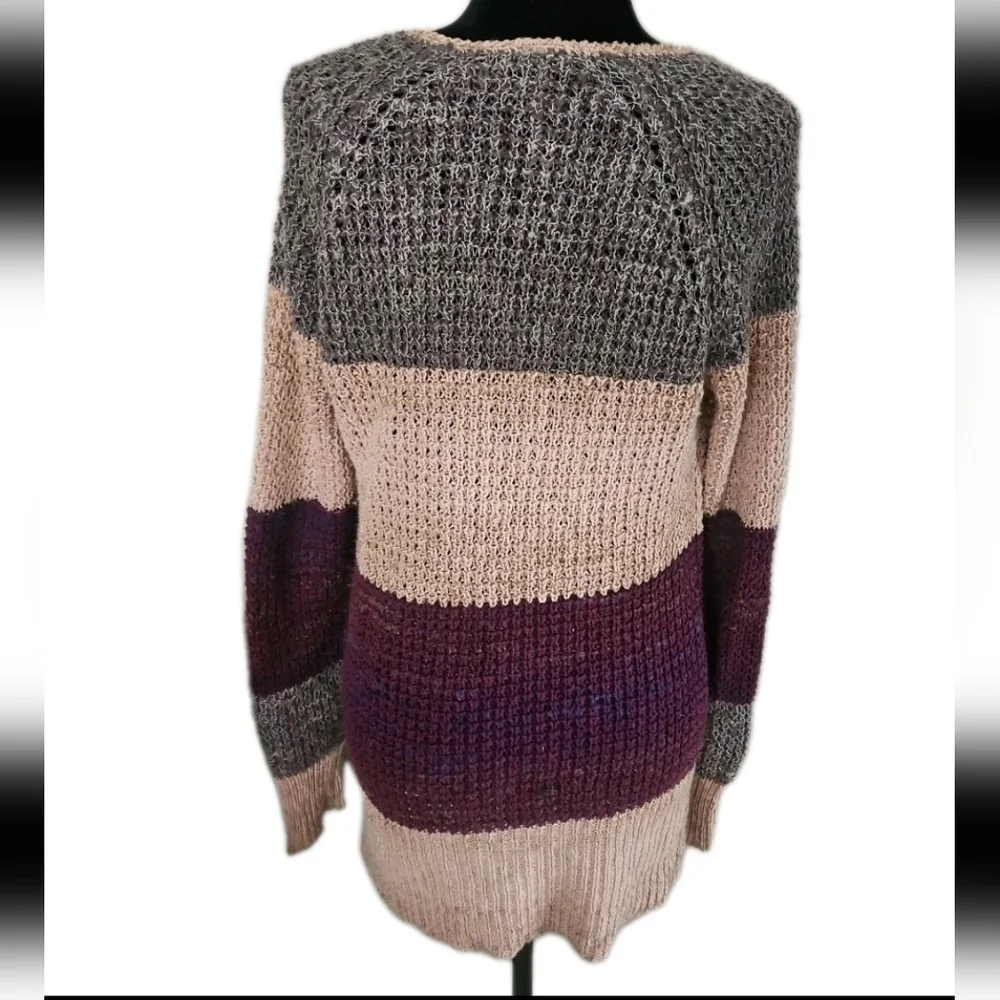 Free People Womens Color Blocked Lake Tahoe Knit Long Sleeve Cardigan M